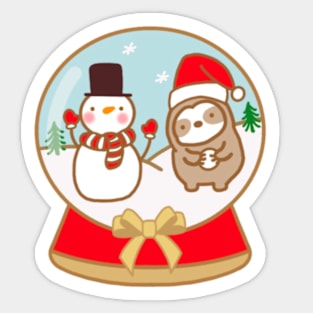 Cute Snow Globe Sloth Sticker